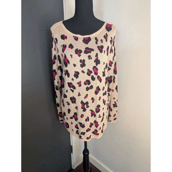 Chico's Textured‎ Animal-Print Bateau-Neck Sweater - 2 STYLE : 570298147 - Picture 1 of 10